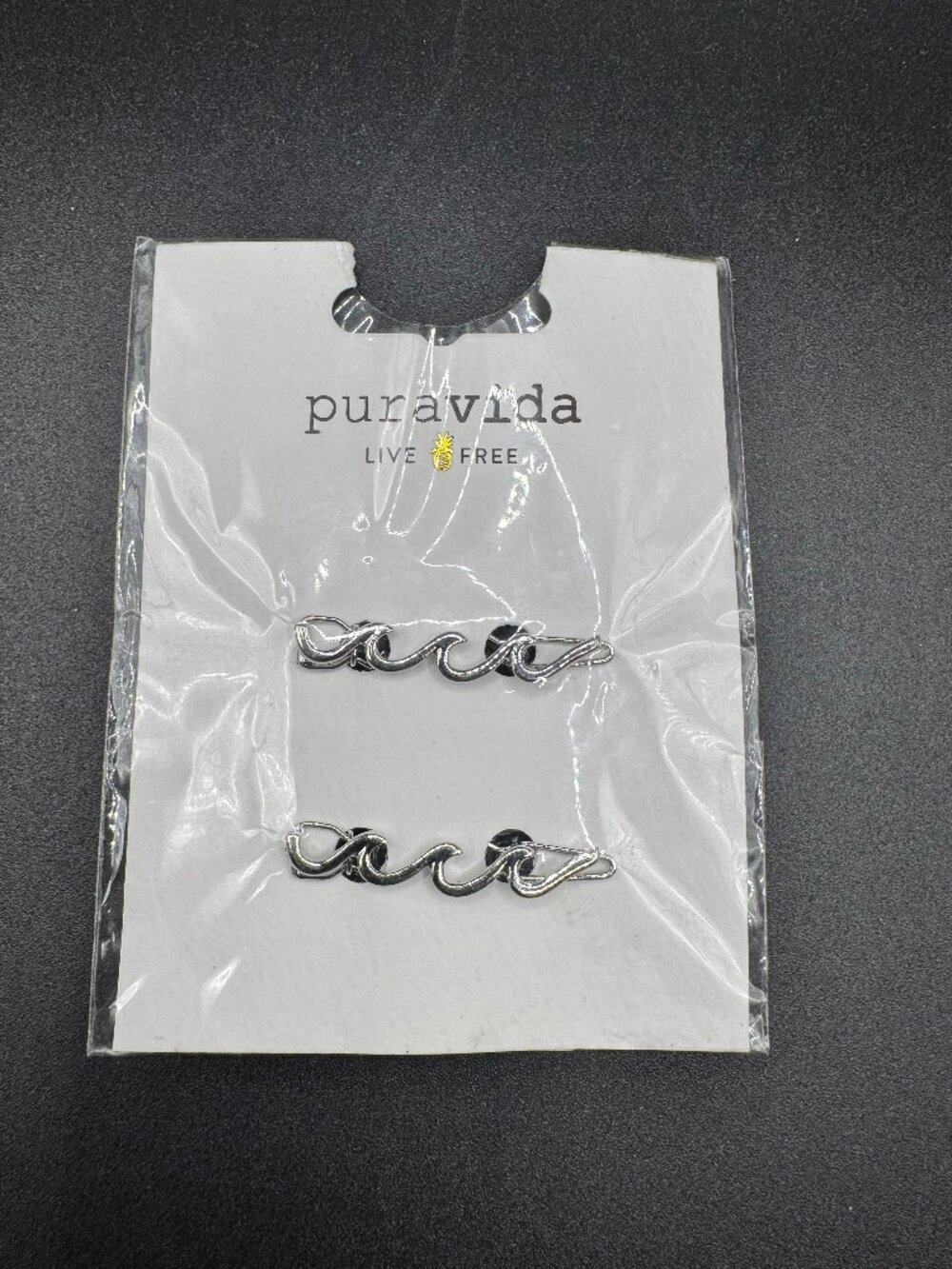 Pura Vida Silver Wave Hair Barrettes (Two in Pack)